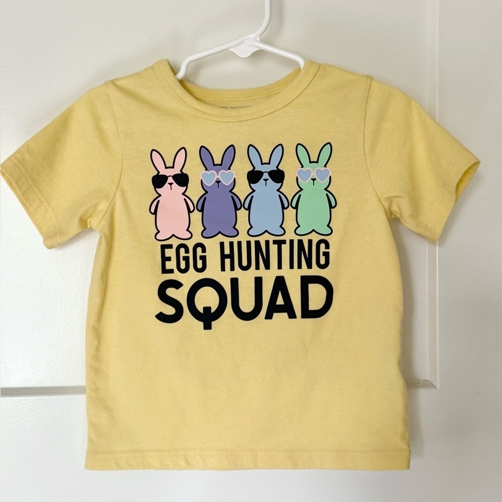 The Children’s Place 2T Easter “Egg Hunting Squad” Bunny Tee – Yellow